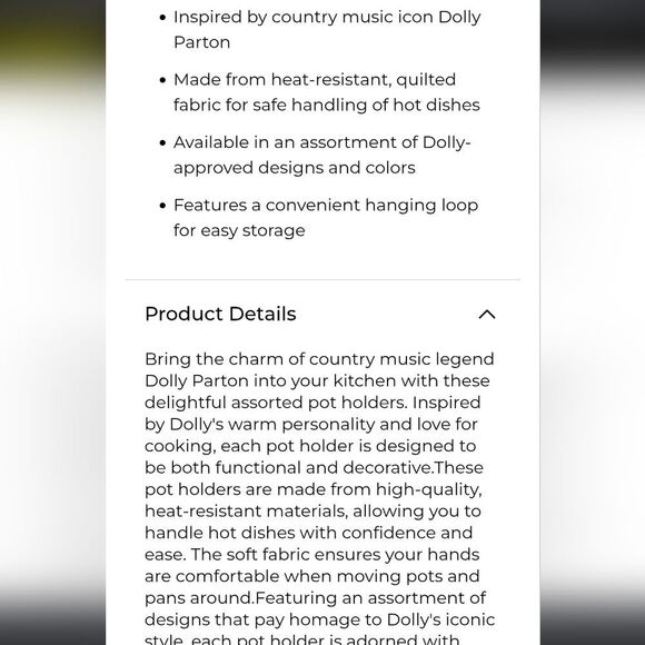 Dolly Parton Checkered Kitchen Towel and Pot Holder Set - Picture 6 of 9